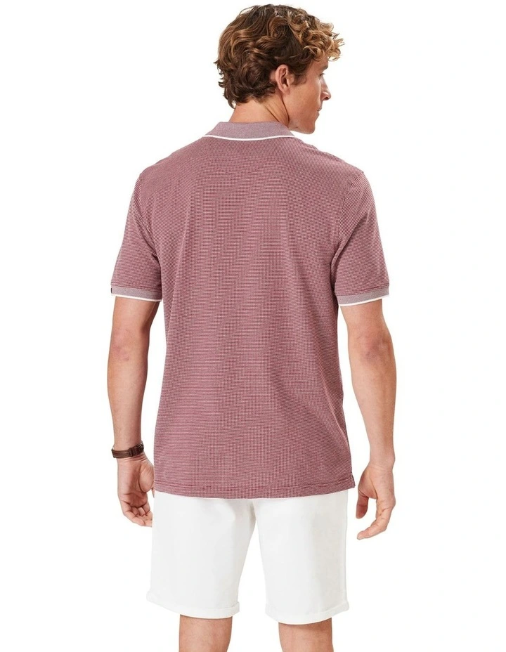Smart Jacquard Polo Shirt in Burgundy