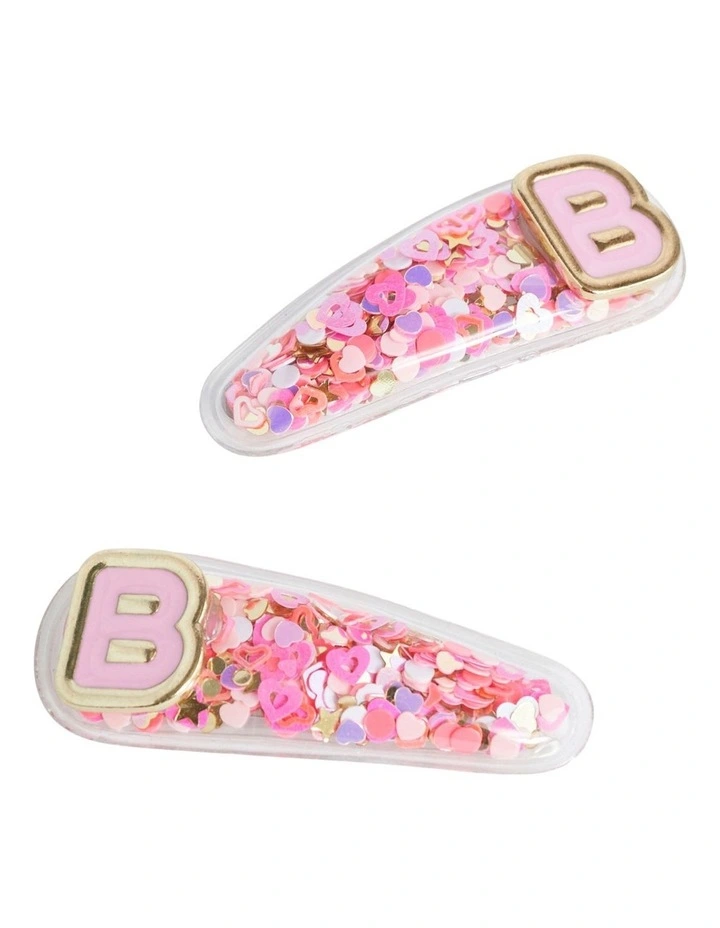 Initial "B" Confetti Snap Clips in Multi