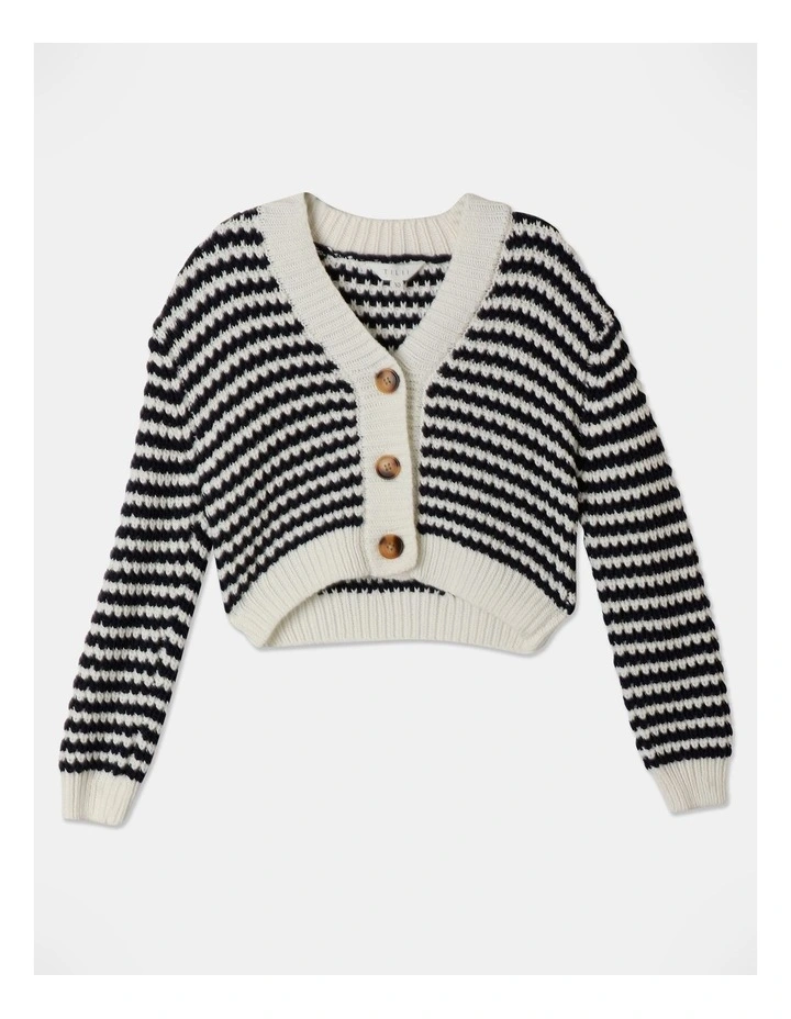 Cropped Chunky Cardigan in Navy