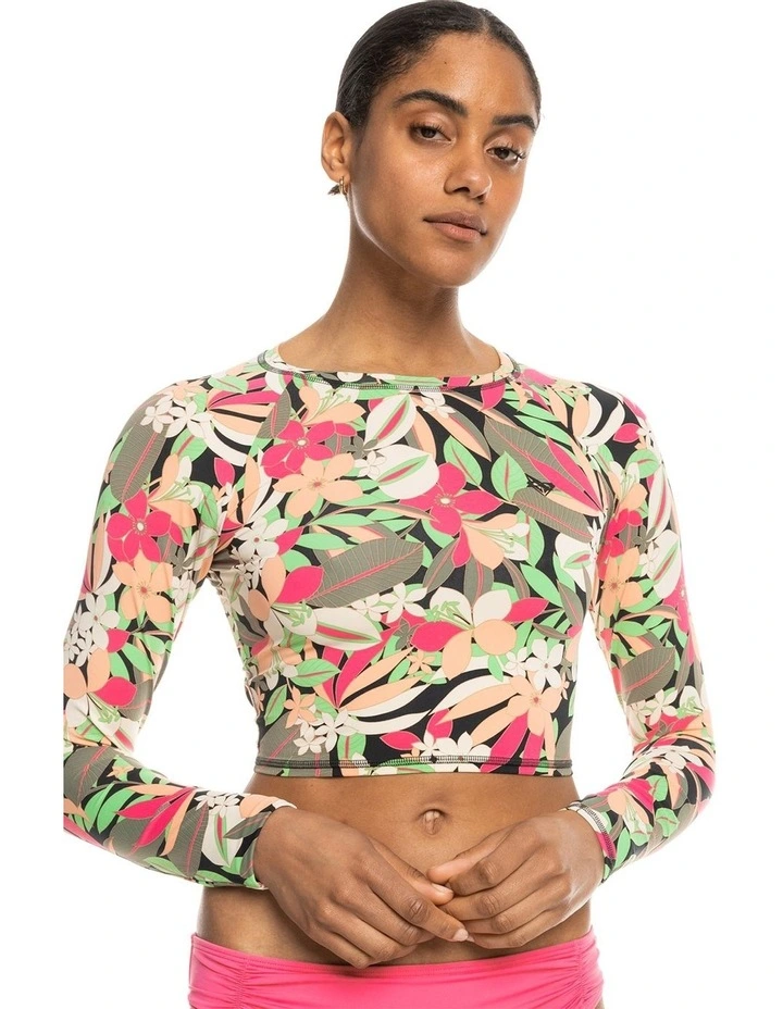 Printed Long Sleeve One Piece Swimsuit in Anthracite Palmsongs