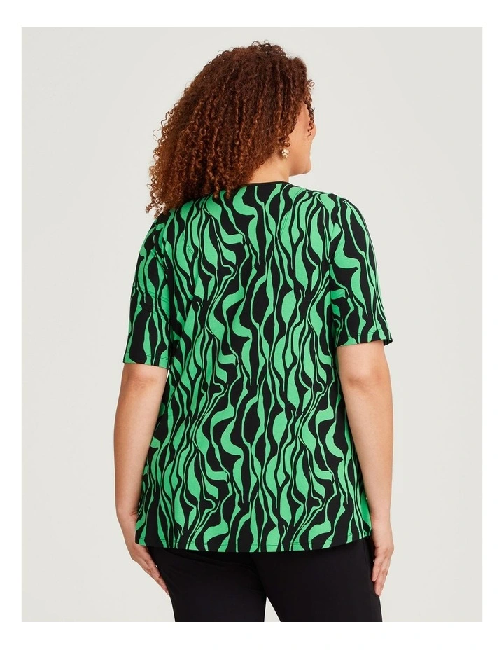 Natural Green Days Geo Top in Print