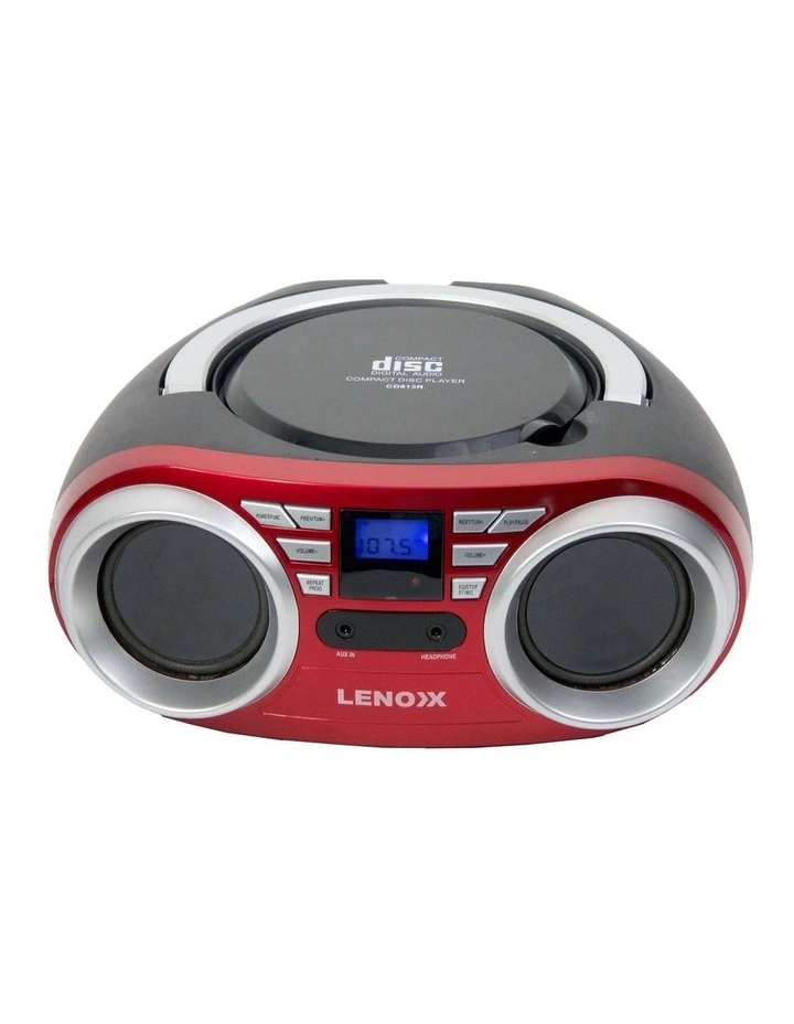 Portable CD Player 4W Speaker with AM/FM Radio & AUX in Red