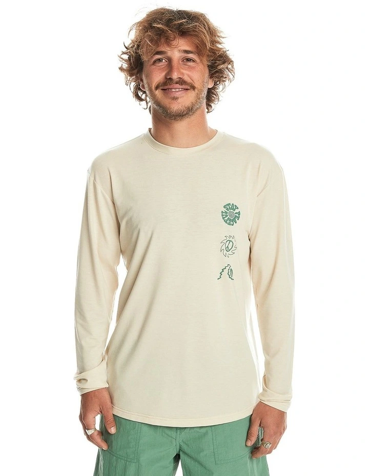 Coastal Run Long Sleeve T-shirt in Oyster White