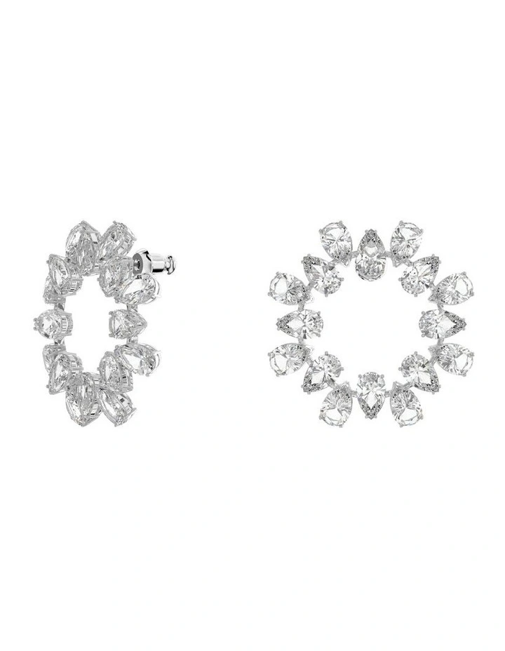 Millenia Round Earrings Pear Cut Rhodium Plated in White