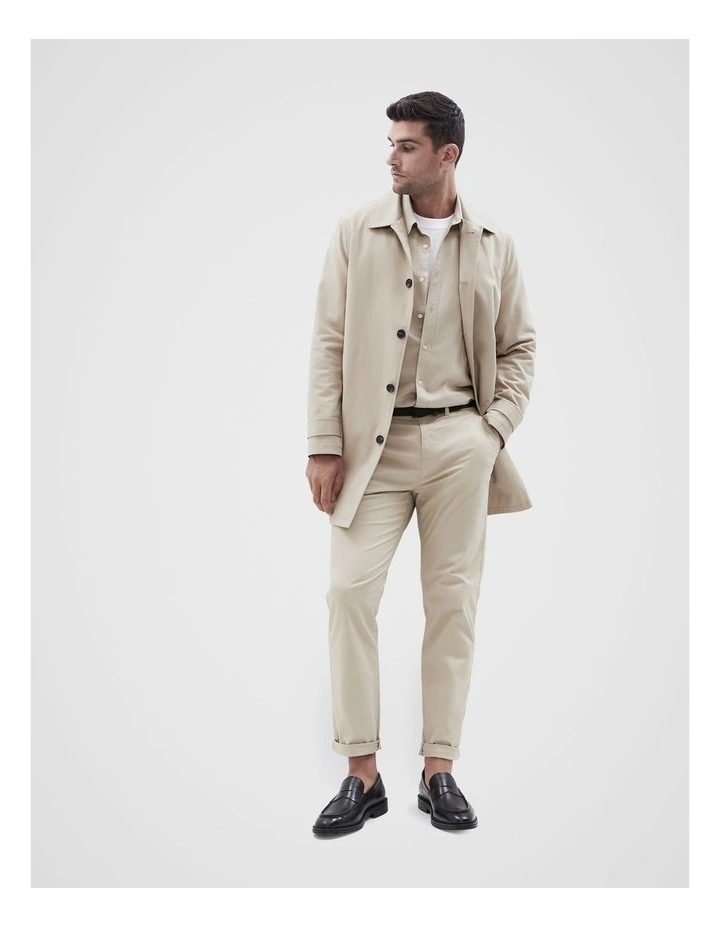 Lyocell Blend Long Sleeve Regular Fit Shirt in Stone
