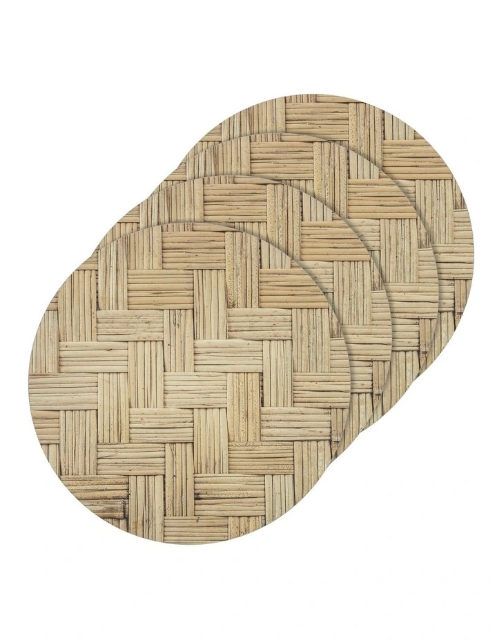 Round Seagrass Hardboard Placement 4 Pack in Natural