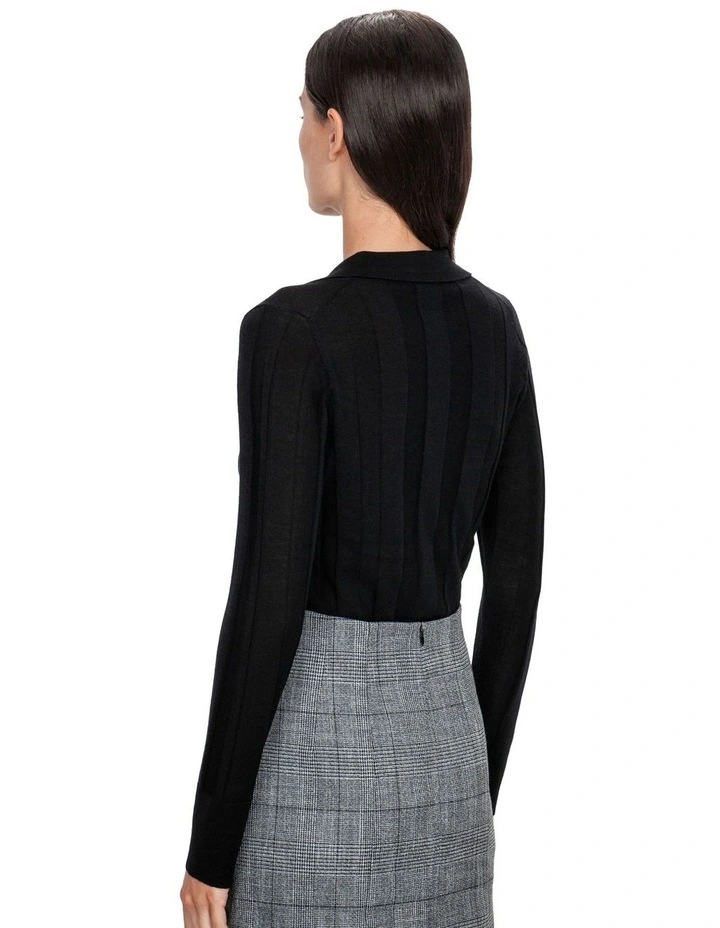 Sheer Merino Knit Shirt in Black