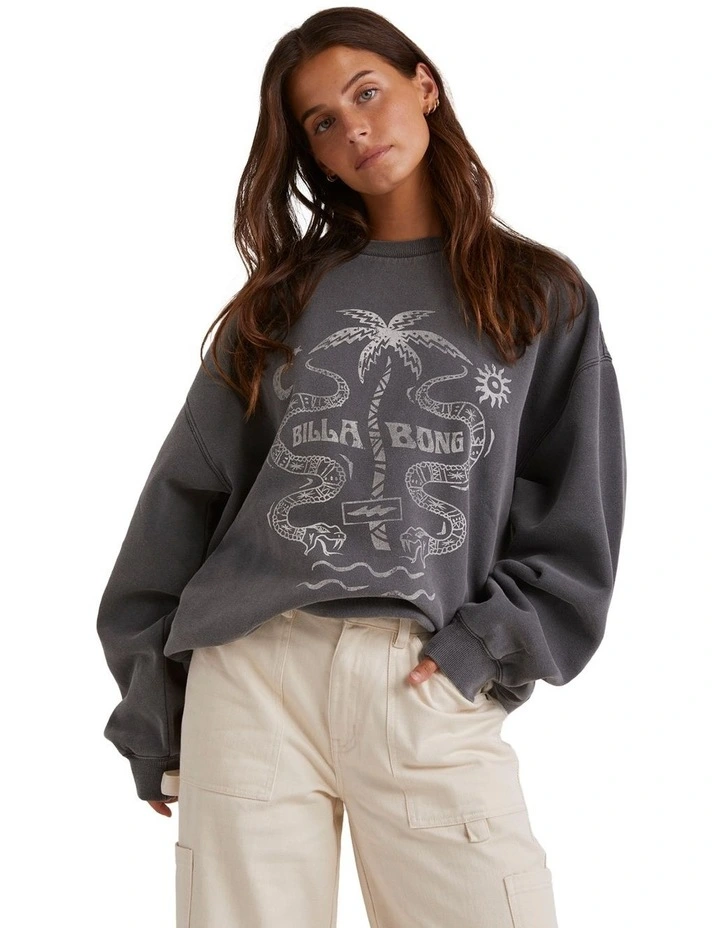 Bite Me Canyon Crew Sweater in Off Black