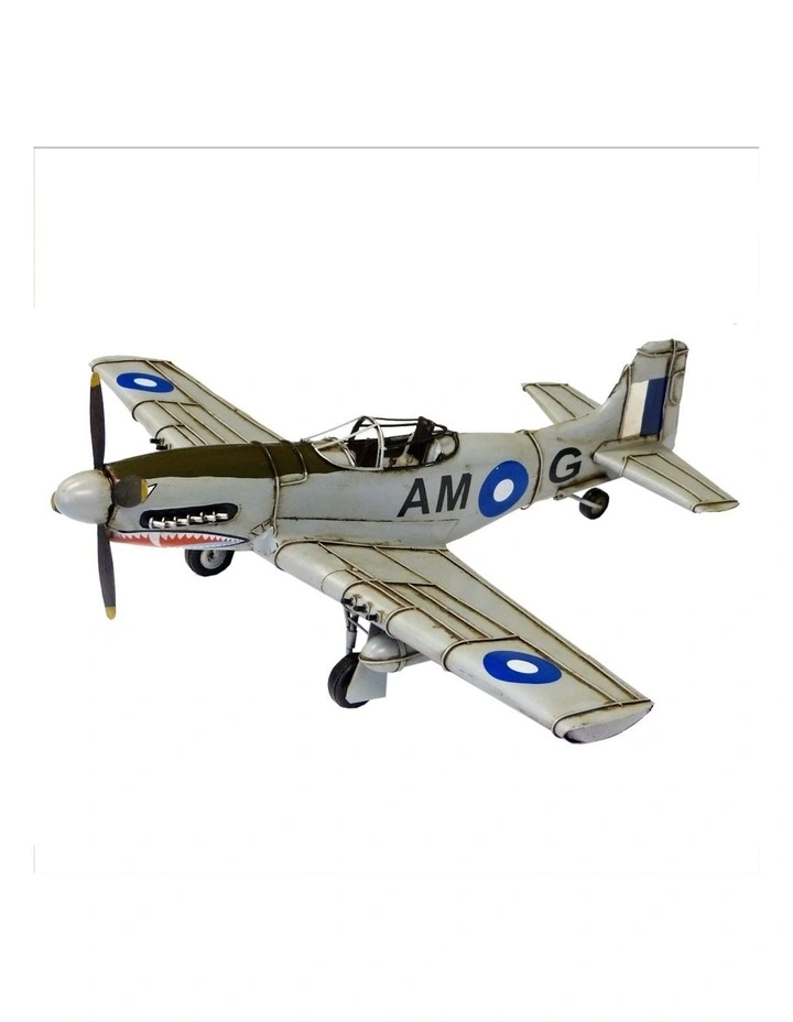 Ornament Mustang Shark Teeth Plane Metal Home Standing Vintage 50cm