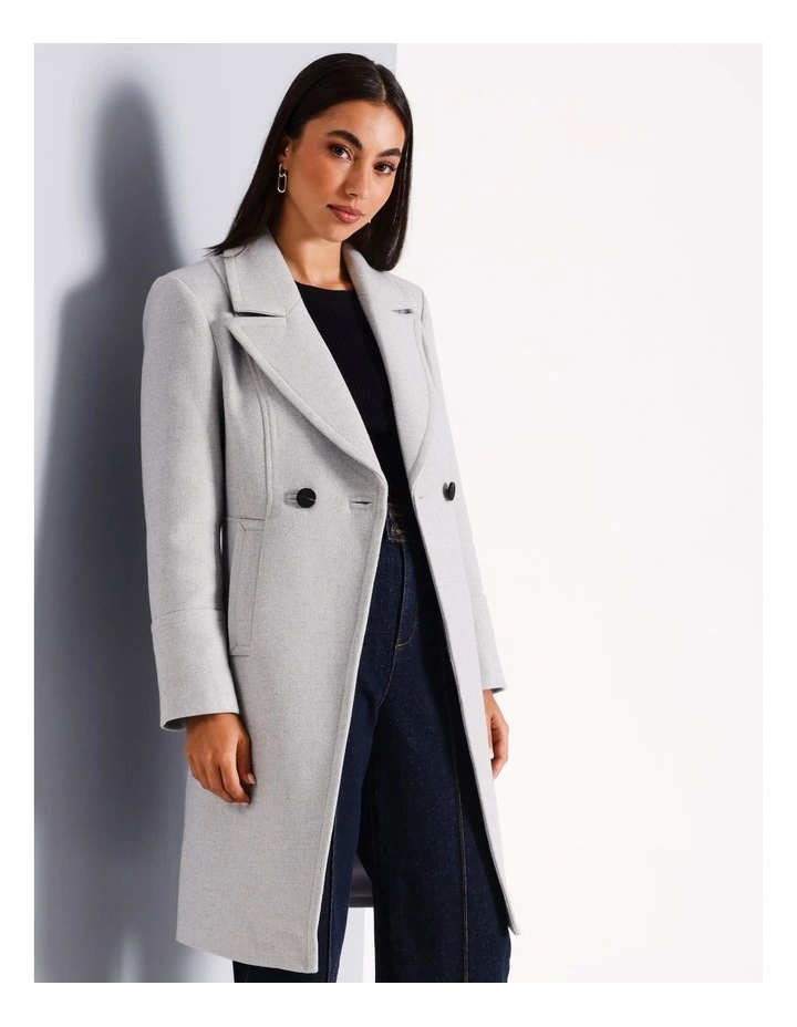 Double Breasted Cut Away Crombie Coat in Grey