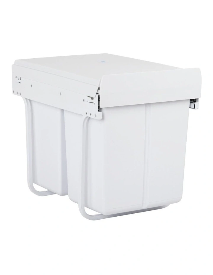 Cefito Pull Out Kitchen Bin Double Basket 2X20L in White