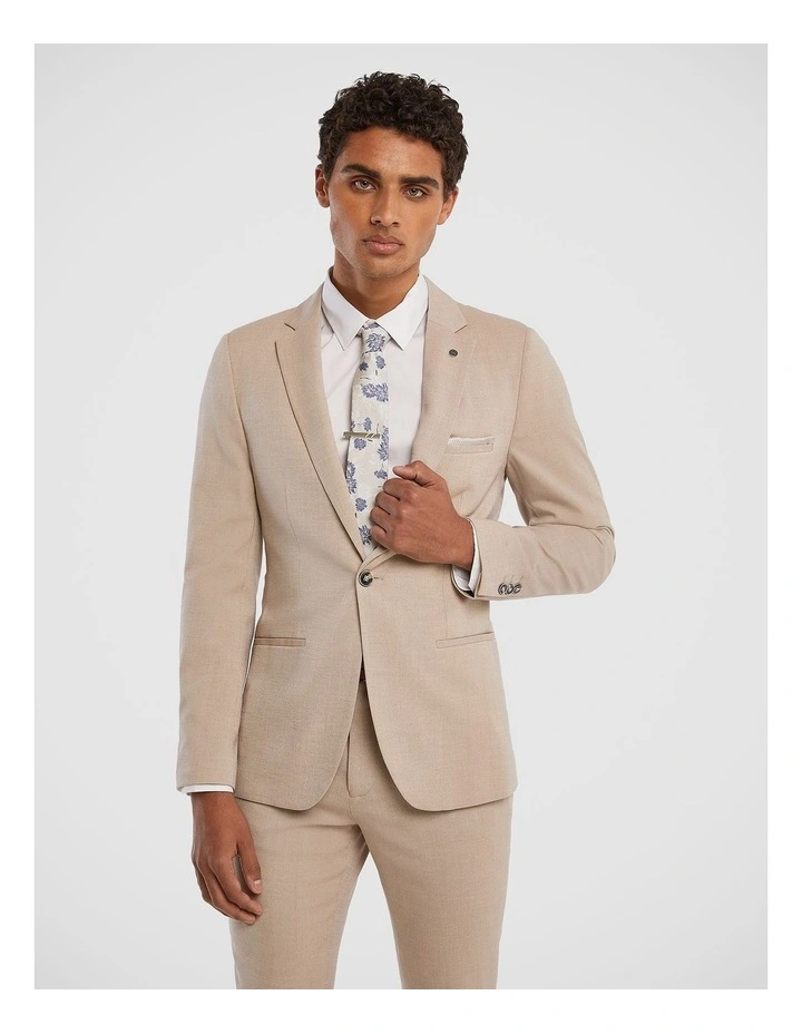 Hayman Stretch Skinny Suit Jacket in Beige