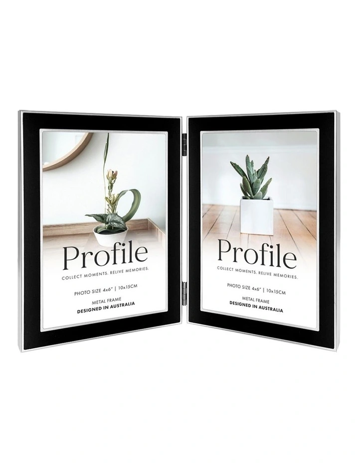 Eternal Hinged Double Solid Metal Photo Frame 5x7 in Black