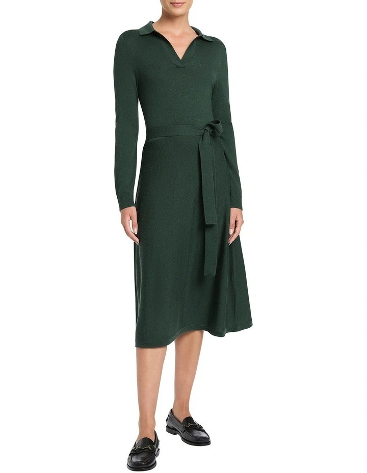Harriet Knit Polo Dress in Green
