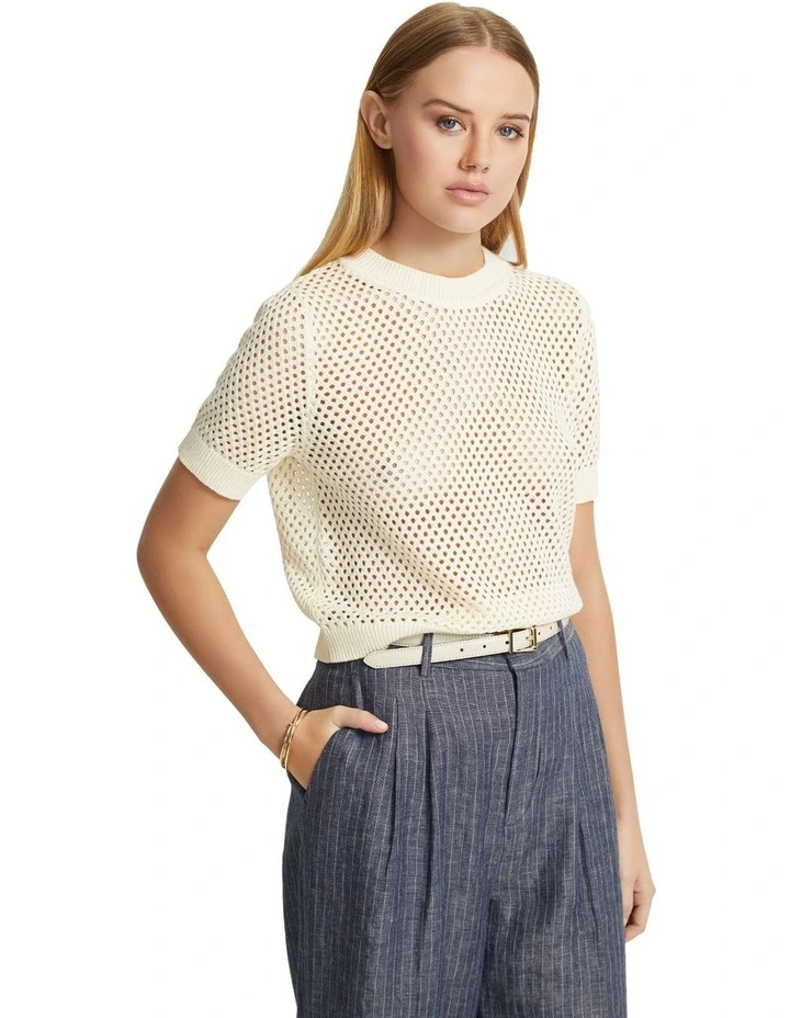 Luna Open Knit Top in Ivory
