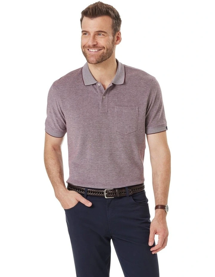 Oxford Pocket Polo Shirt in Burgundy