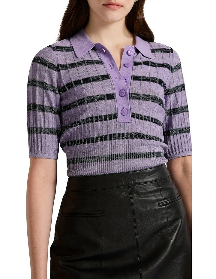 New Moon Knit Polo Shirt in Esme Multi