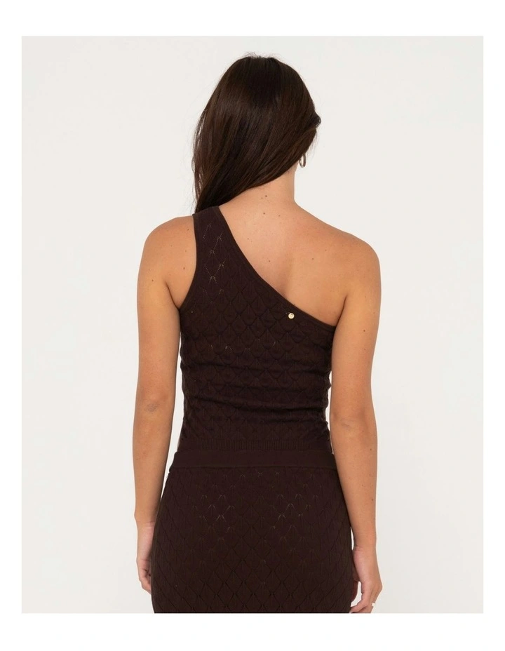 Leo One Shoulder Knit Top in Brown