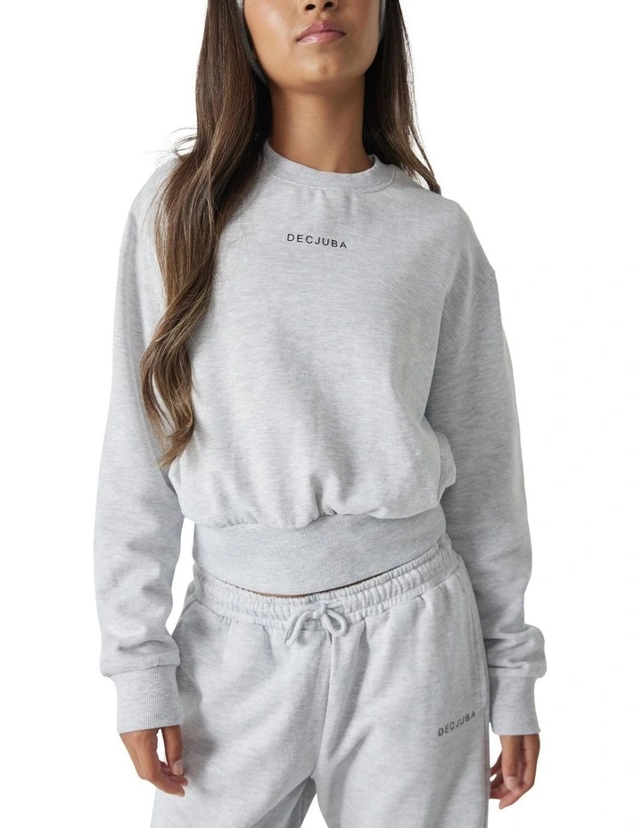 Logo Oversized Crop Top in Grey Marle