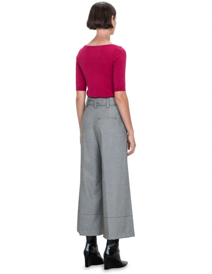 Elbow Sleeve Slash Neck Knit Top in Fuchsia