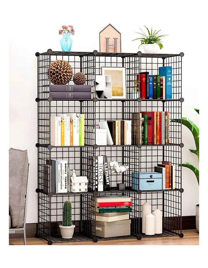 Portable Modular Grid Space 12-Cube Storage in Black