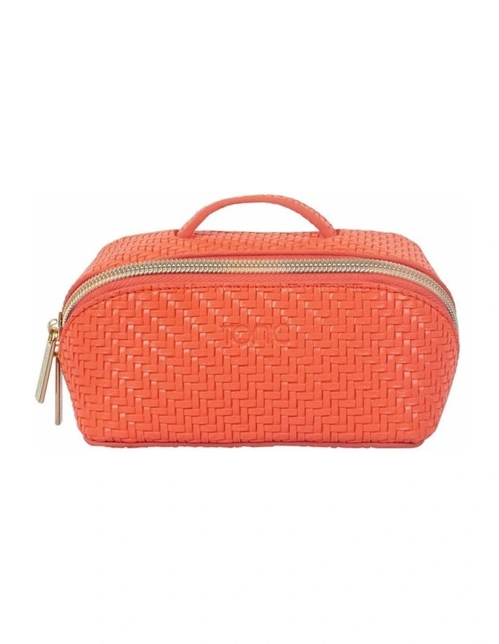 Herringbone Beauty Bag Small in Tangerine