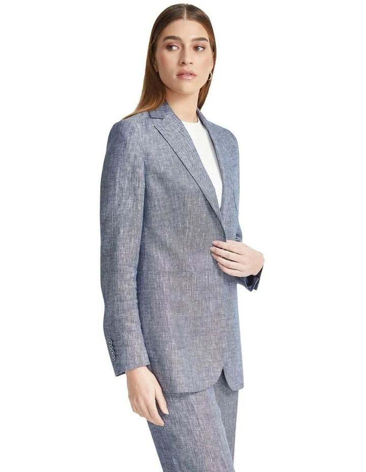 Lola Linen Twill Jacket in Indigo
