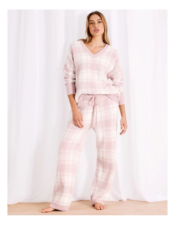 Boucle Straight Leg Pant in Pink