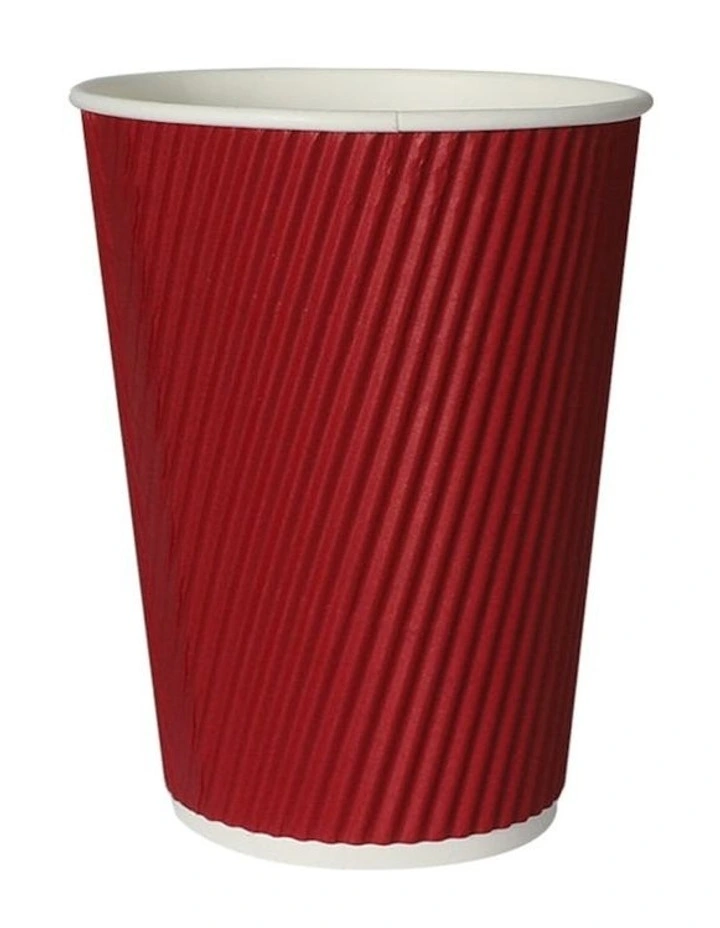 12oz Disposable Takeaway Coffee Paper Cups With Lids 200 Pieces in Red