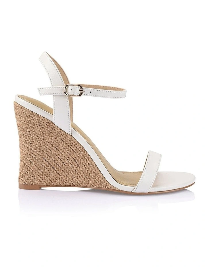 Wedge Leather Chalk Sandals in White