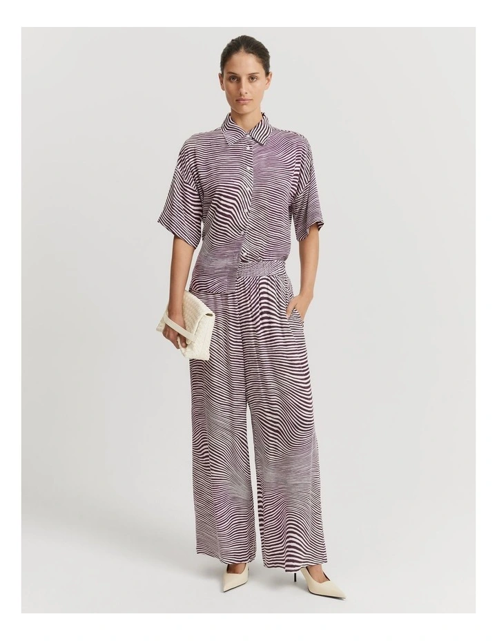 Print Pull On Cupro Pant in Ripple Print