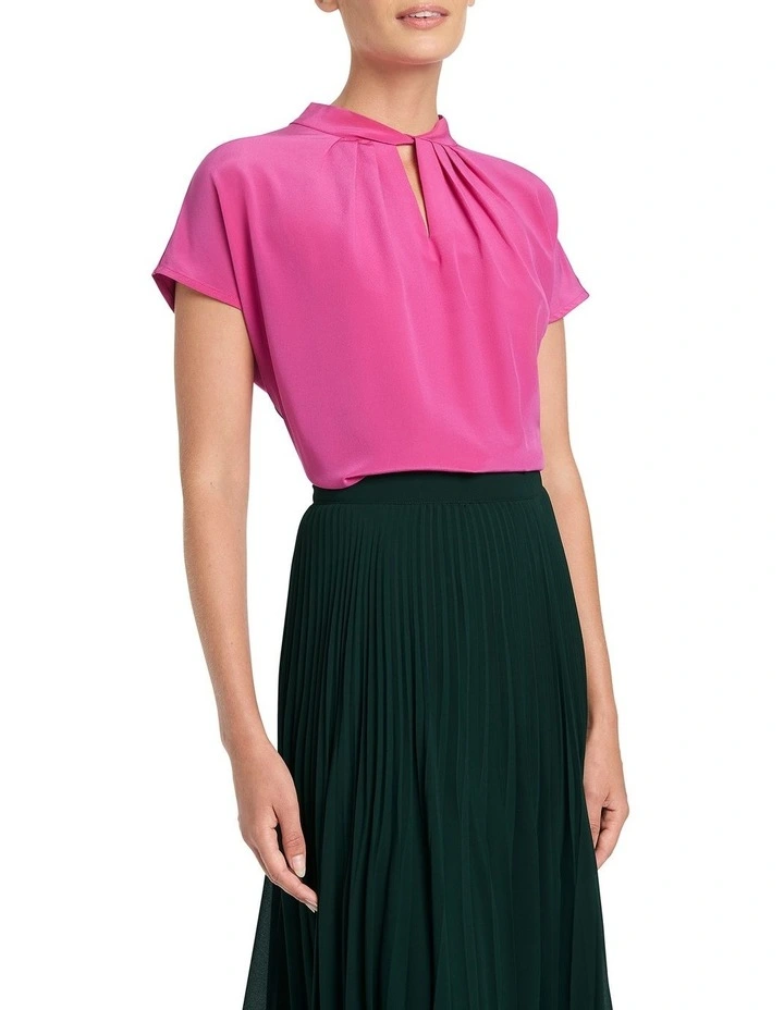 Sabrina Silk Mix Top in Pink
