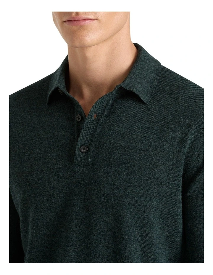 Fraser Ashby Polo Knit in Racing Green Melange