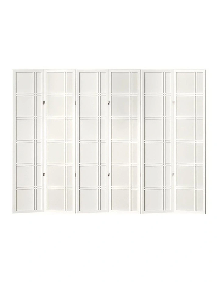 6 Panel Room Divider Screen 265x179cm in Nova White
