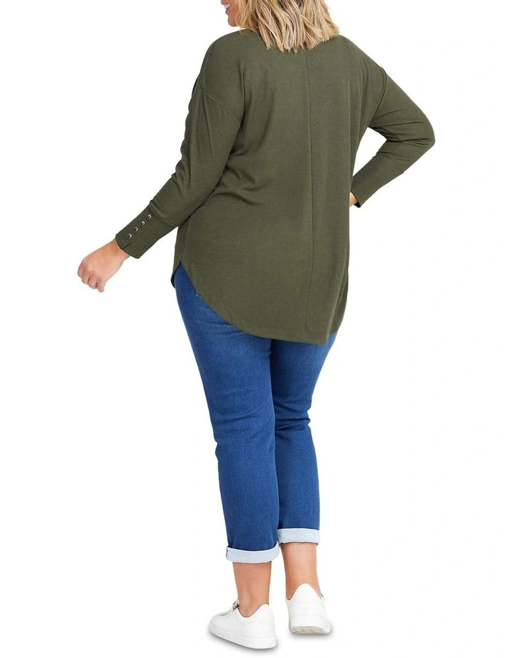Rib Hi-lo Top in Green