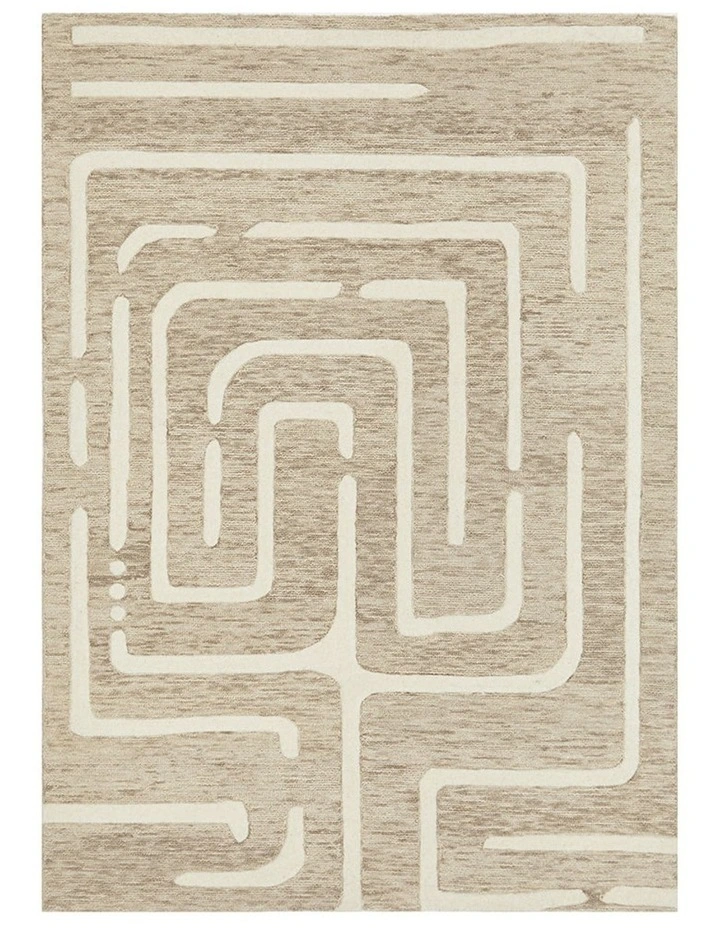 Summit Maze Linen Rug in Beige