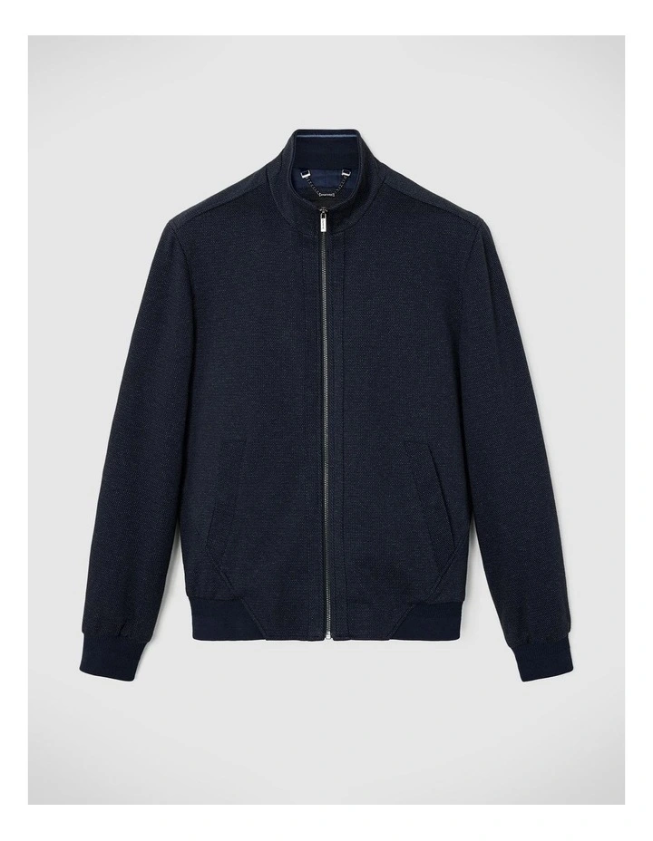 Bomber Jacket With Funnel Neck in Navy
