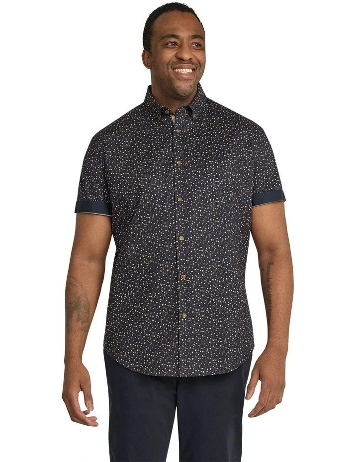 Byron Print Shirt in Navy