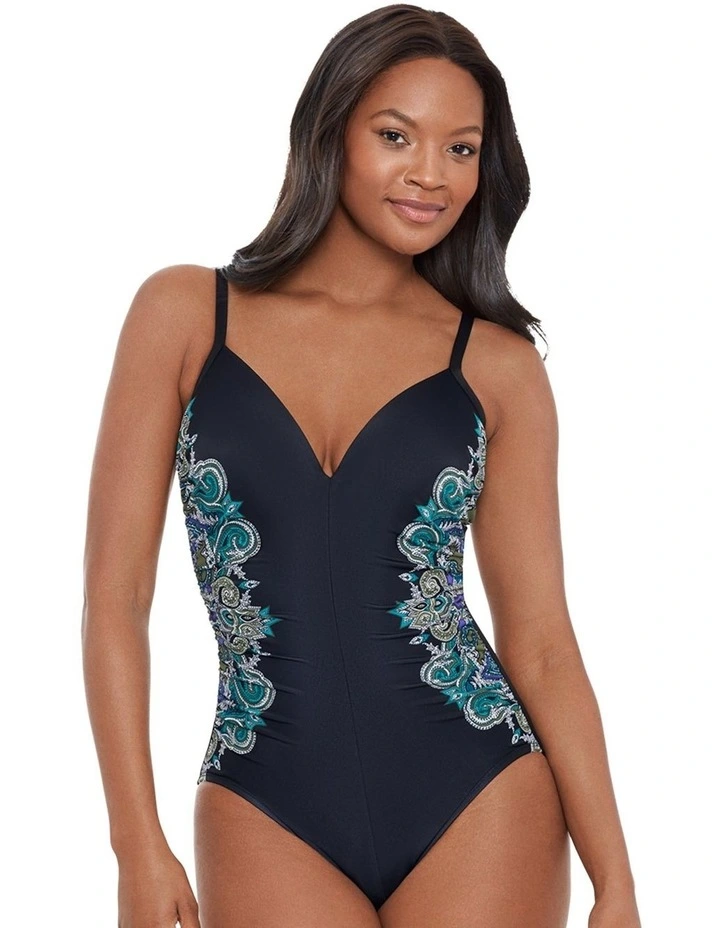 Precioso Temptation DD Cup Underwired Shaping Swimsuit in Black/Multi