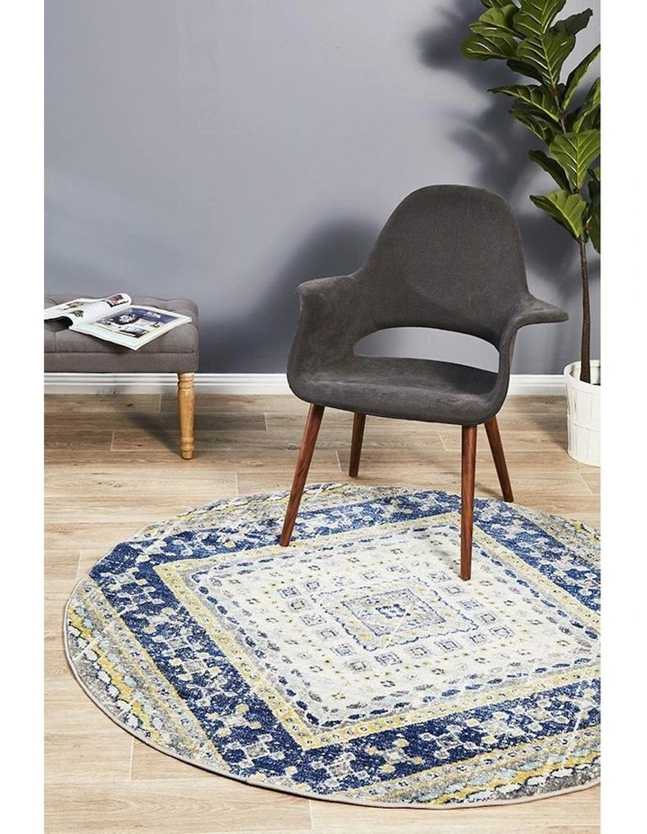 Babylon Round Rug 203 in Navy