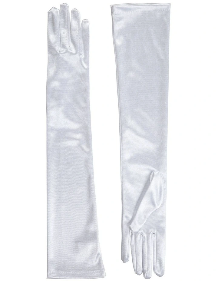 Satin Finish Opera Gloves in White
