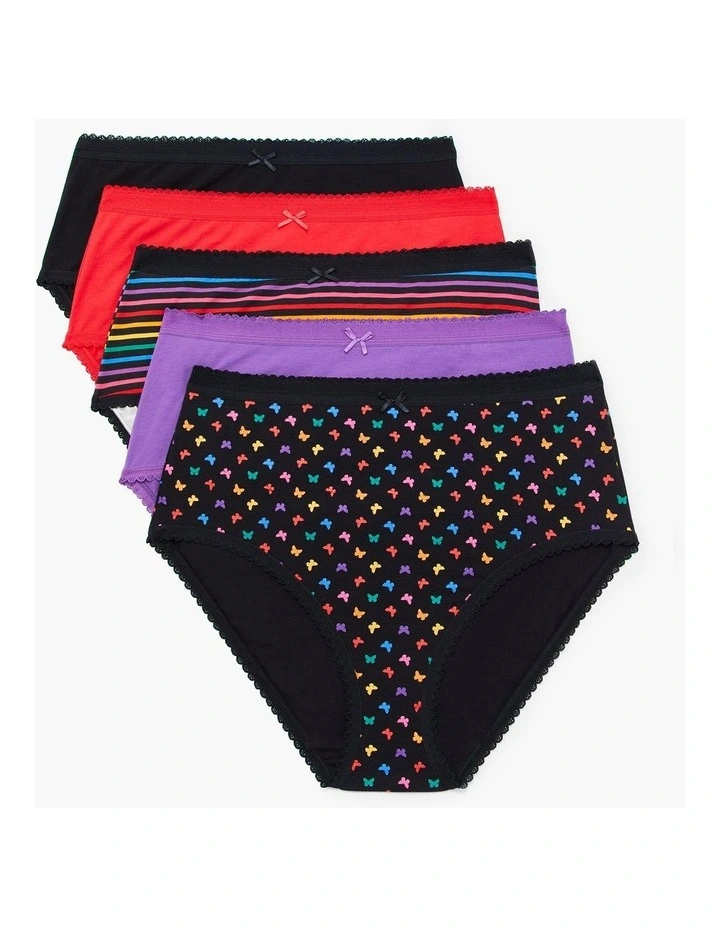 Cotton Rainbow Briefs 5 Pack in Multi