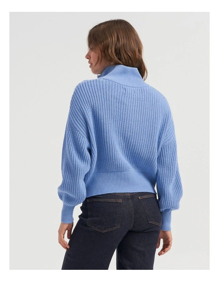 Doretta High Neck Zip Knit in Grape Mist