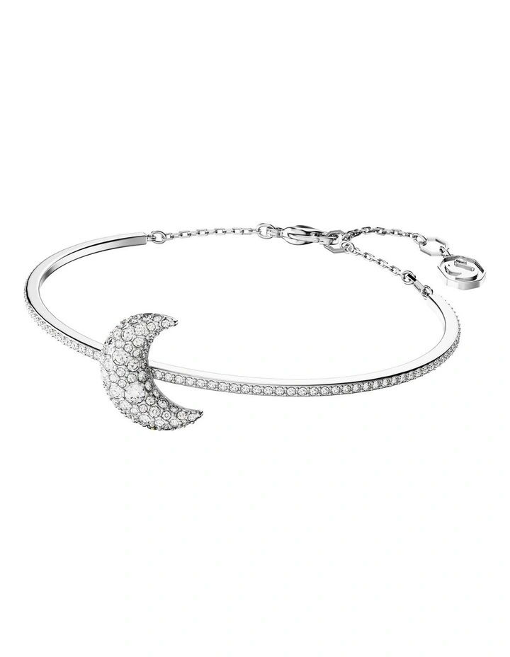 Luna Bangle Moon Rhodium Plated in White