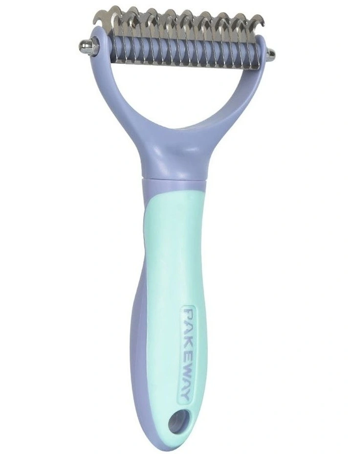 T10 Dual Head Demitting Pet Grooming Comb in Purple/Green