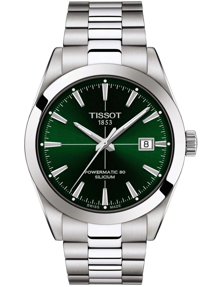 Gentleman Powermatic 80 Silicium T1274071109101 Automatic Watch in Green