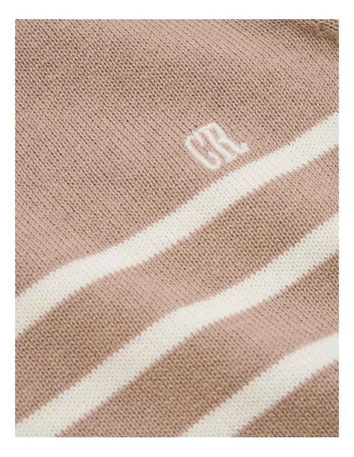 Classic Stripe Knit Sweater in Mushroom