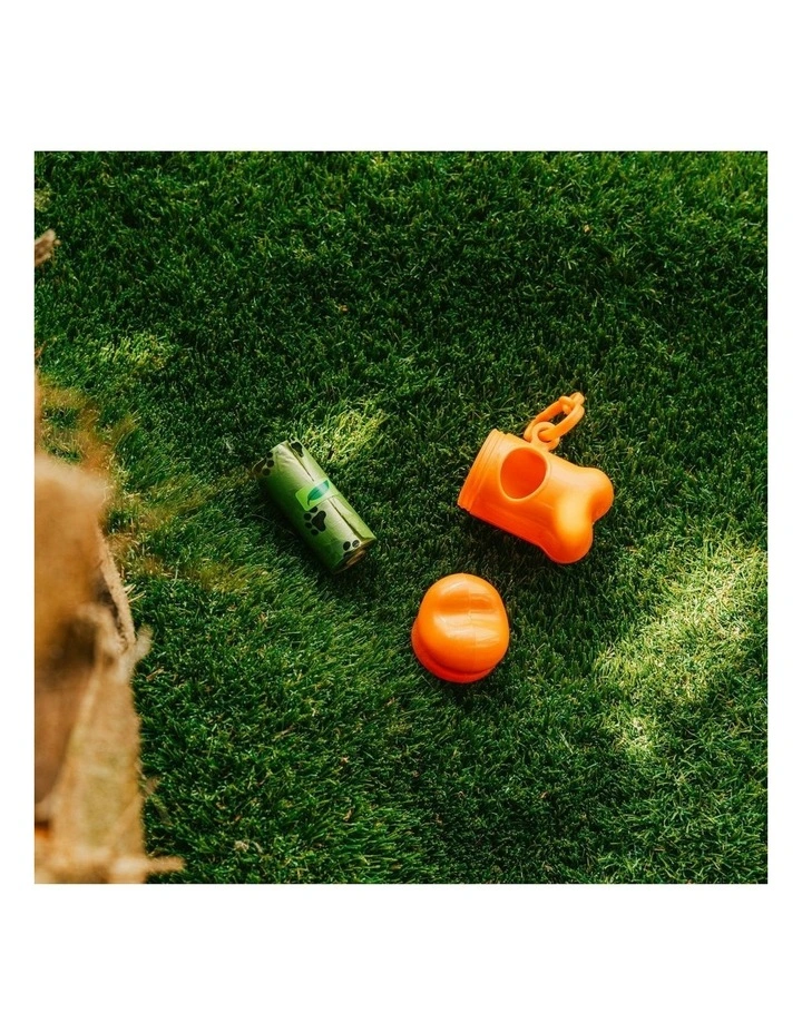Pet Poop Dispenser and 15 Biodegradable Unscented Waste Bags in Orange