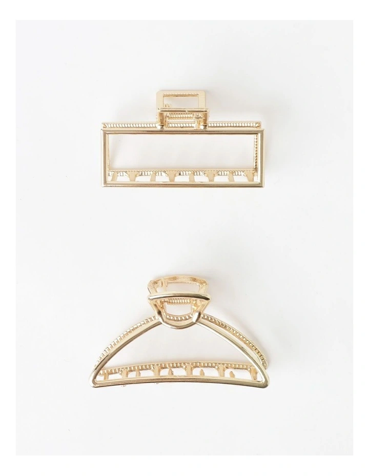 2 Pack Metal Claw Clips in Gold