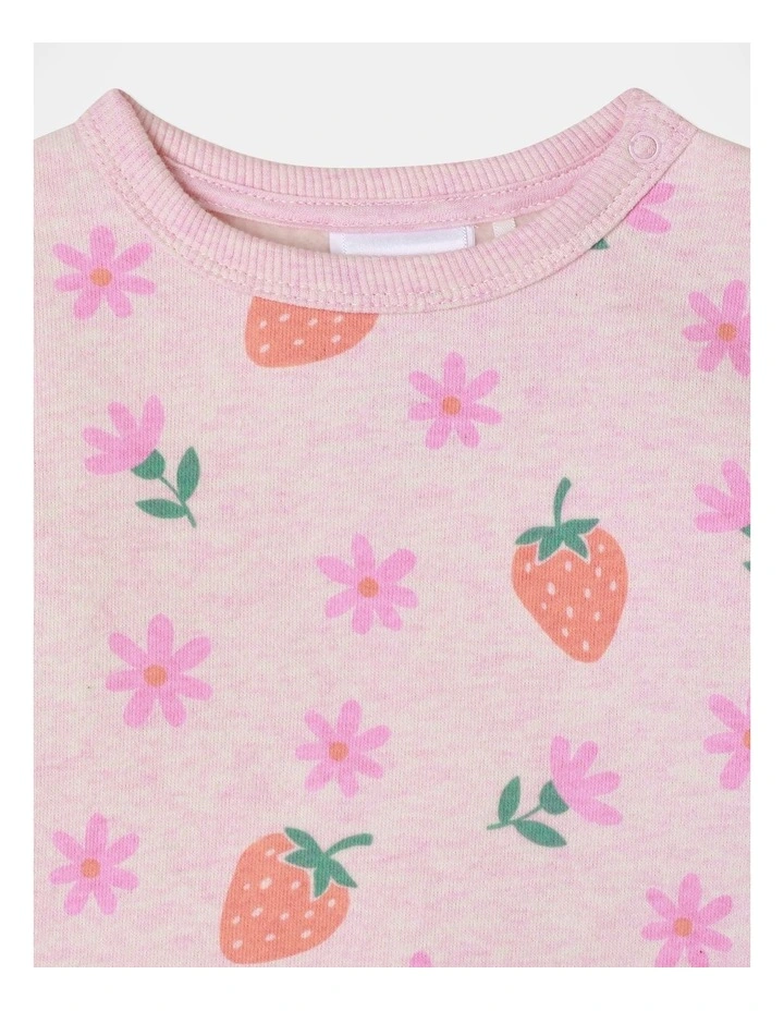 Essential Strawberry Sweat Top in Dusty Pink